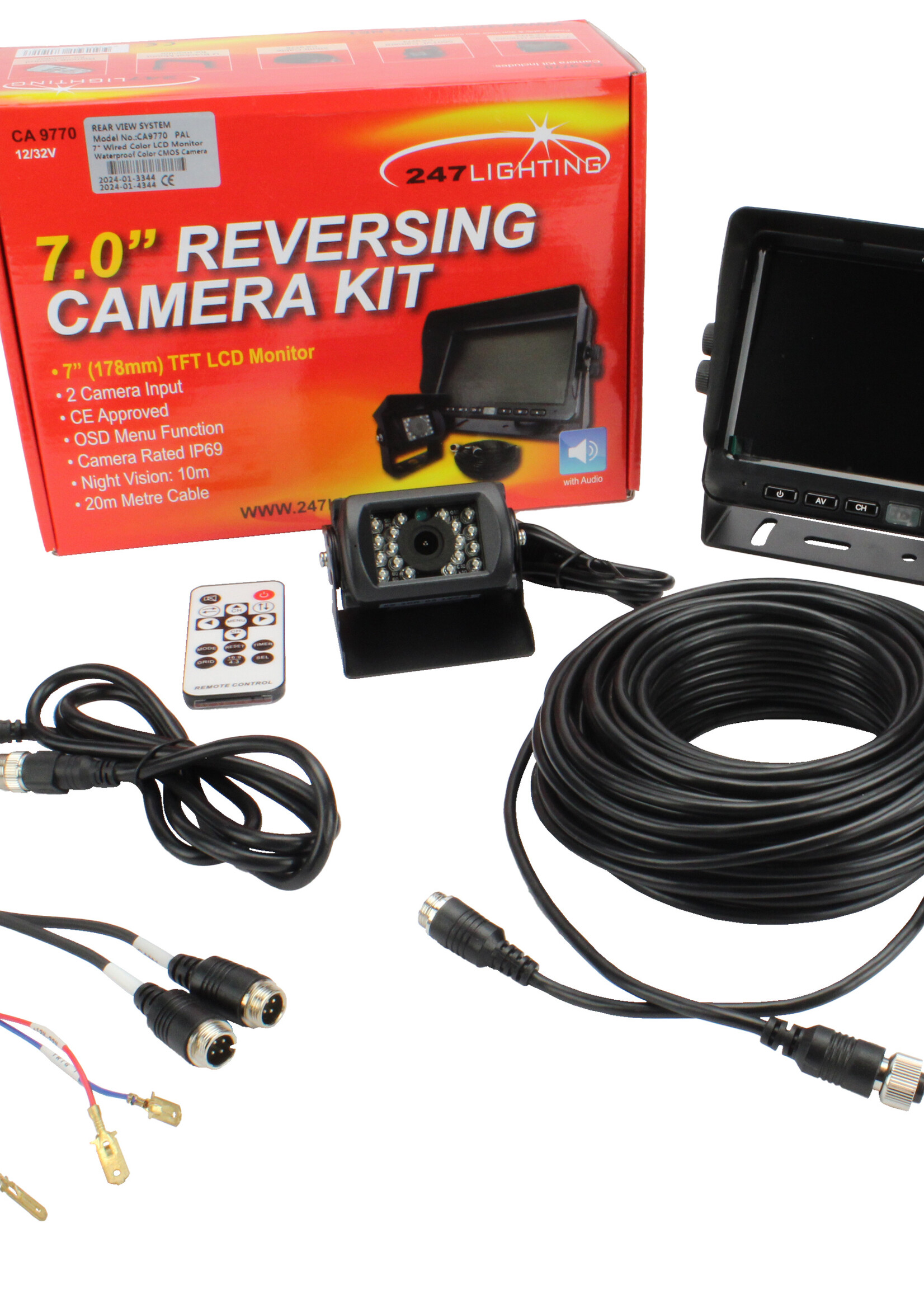 247Lighting Achteruitrijcamera Set met 1 Camera en 20 Meter Kabel 12-24V CA9770
