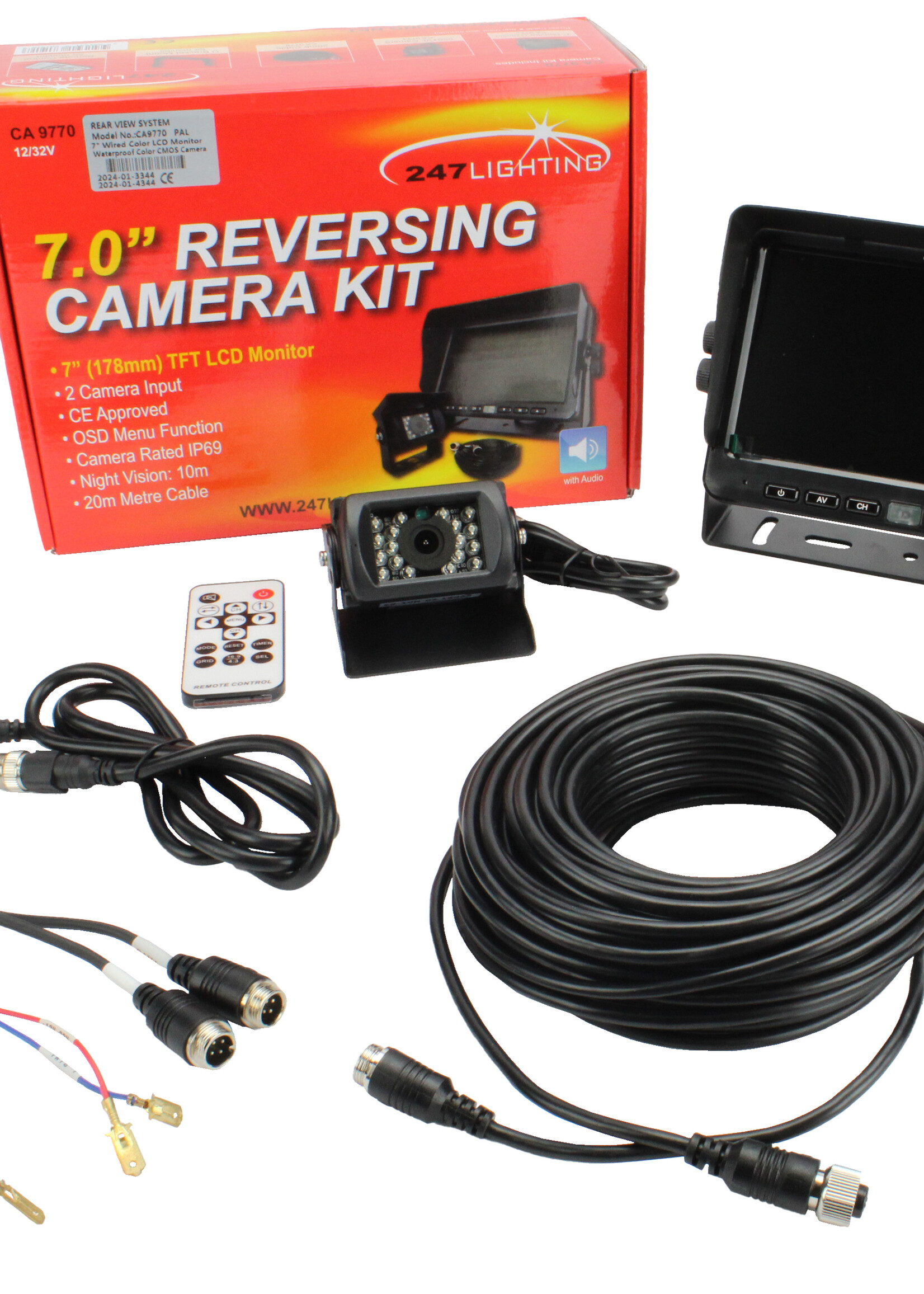 247Lighting Achteruitrijcamera Set met 1 Camera en 20 Meter Kabel 12-24V CA9770