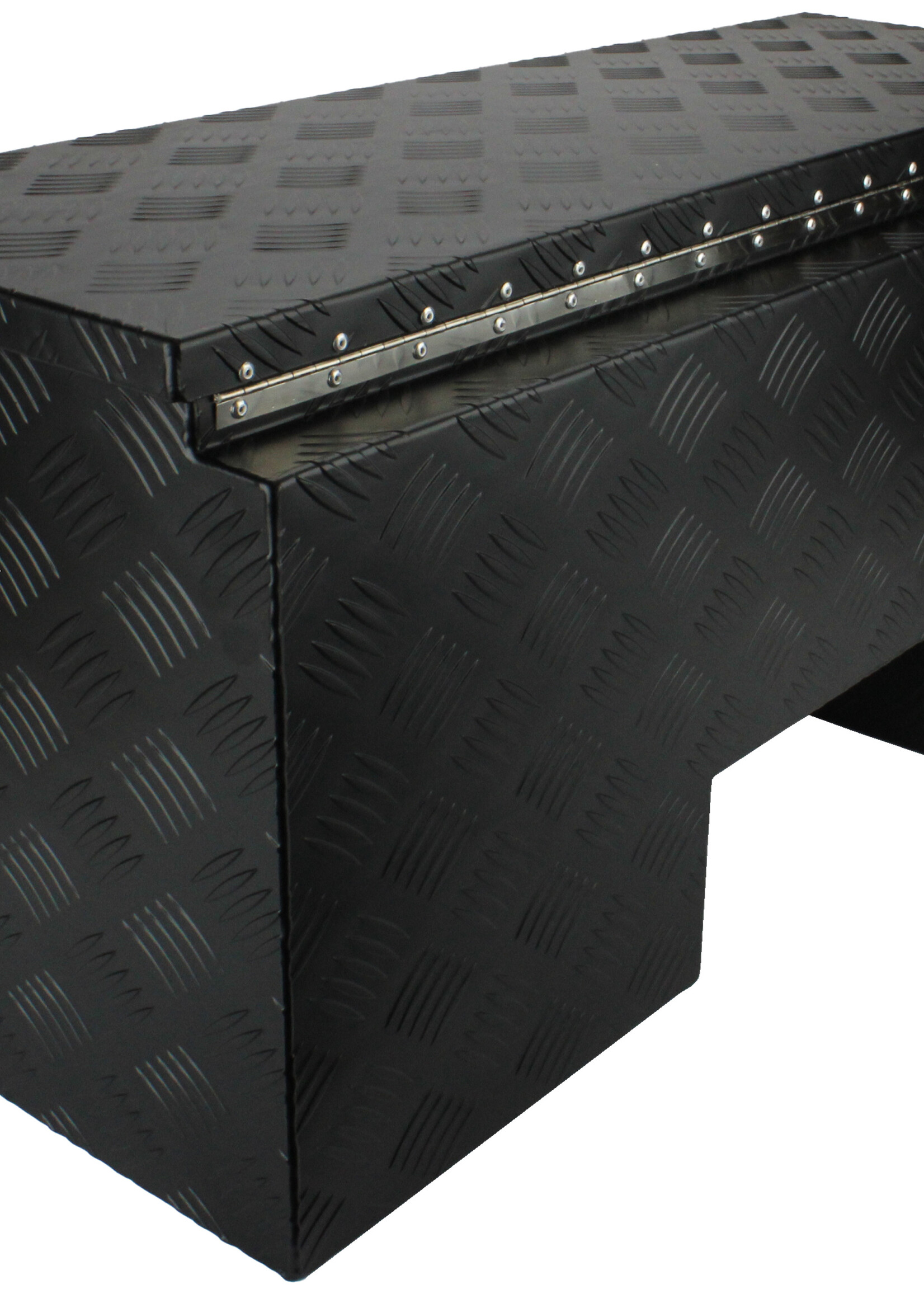 DTR Aluminium kist | zwart | 900x340x410 | uitsparing neuswiel
