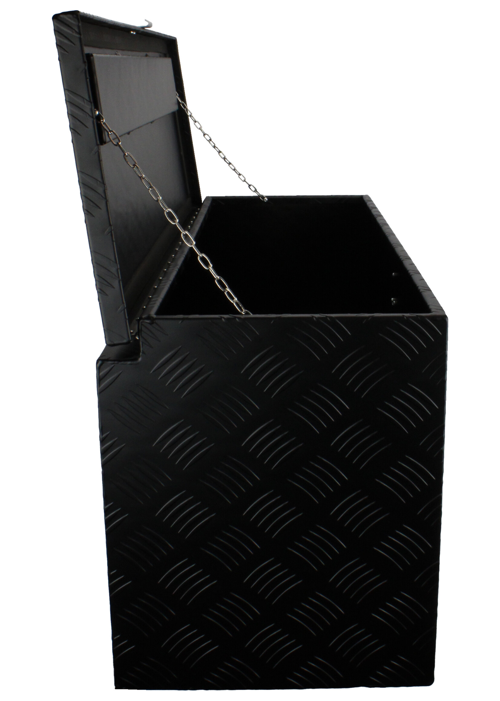 DTR Aluminium kist | zwart | 900x340x410 | uitsparing neuswiel