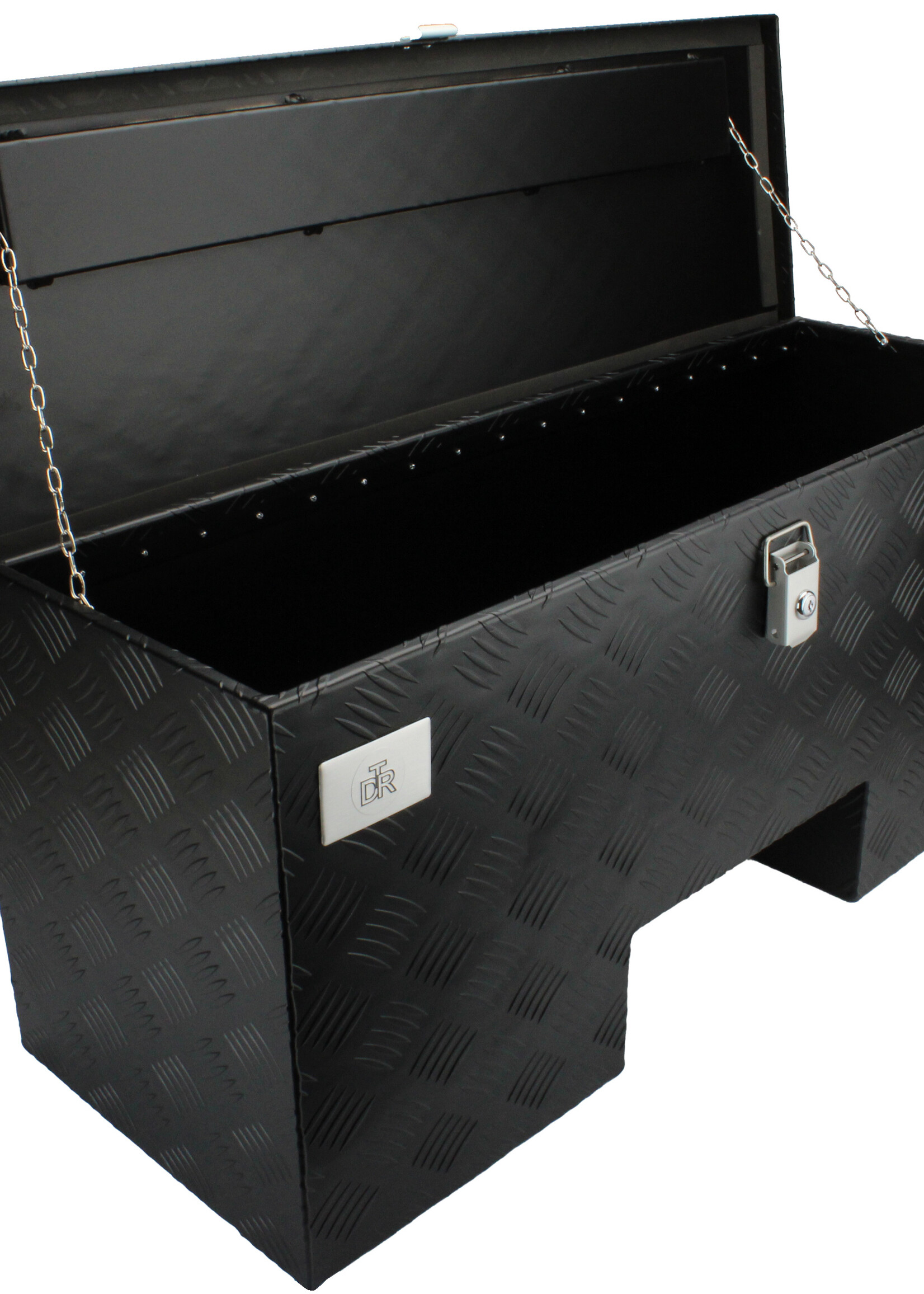 DTR Aluminium kist | zwart | 900x340x410 | uitsparing neuswiel