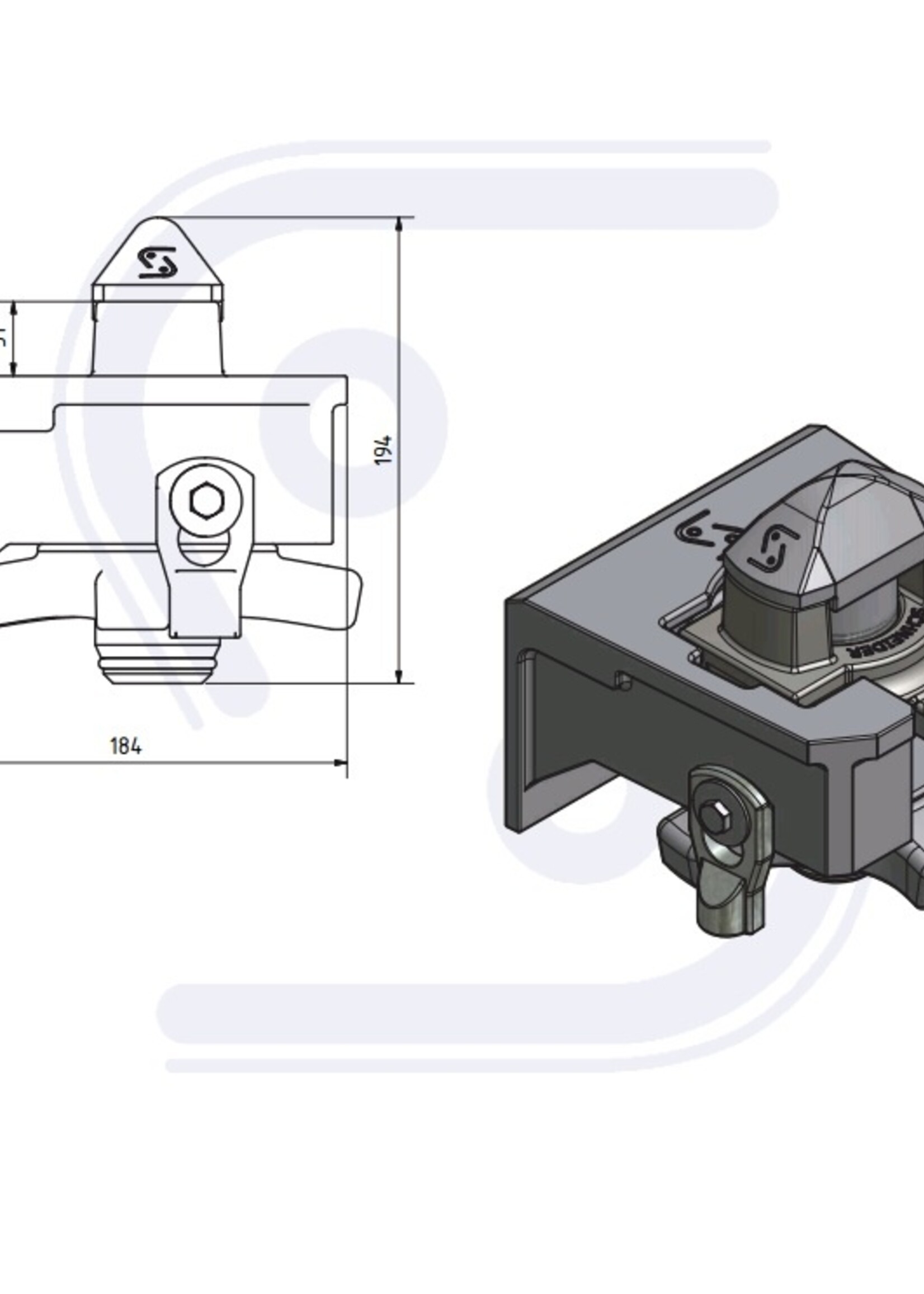 Schneider Twistlock FD02SK standaard gegoten zijkant open