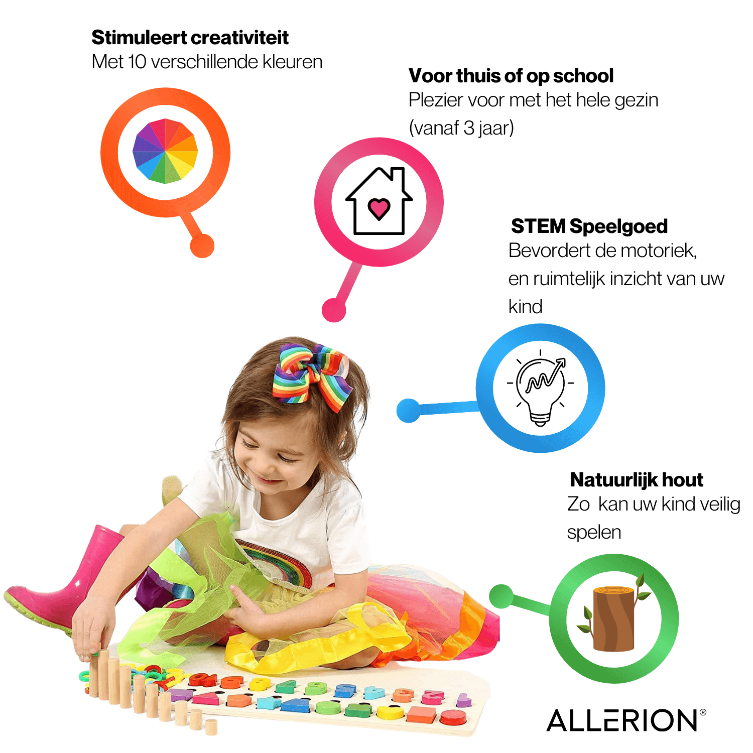reparatie Wiskundige Vergoeding Montessori Houten Blokken Set - Cijfers en Vormen - Allerion - Allerion