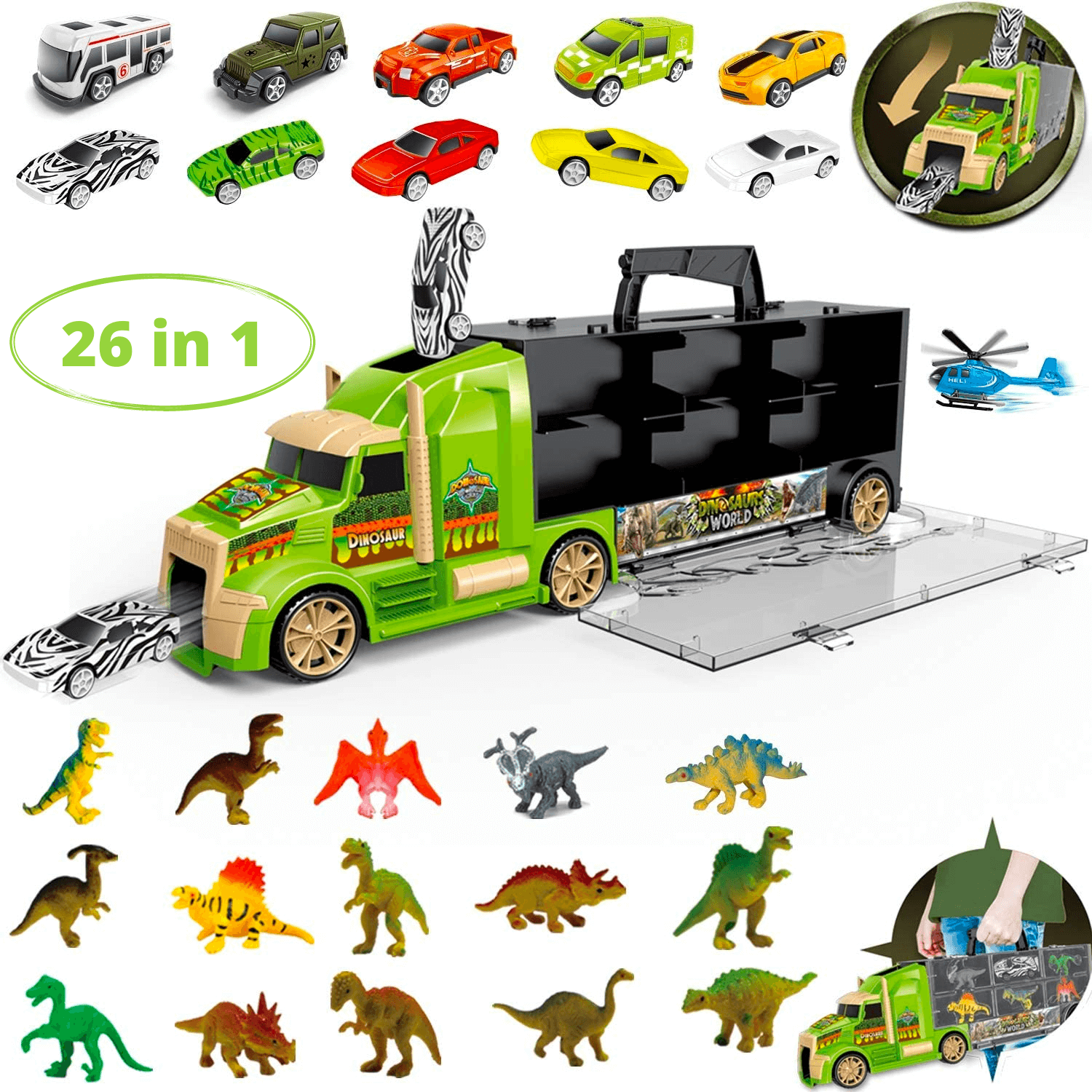 combineren Voorvoegsel verlangen Dinosaurus Auto Speelgoedset - 26-delig - Allerion - Allerion