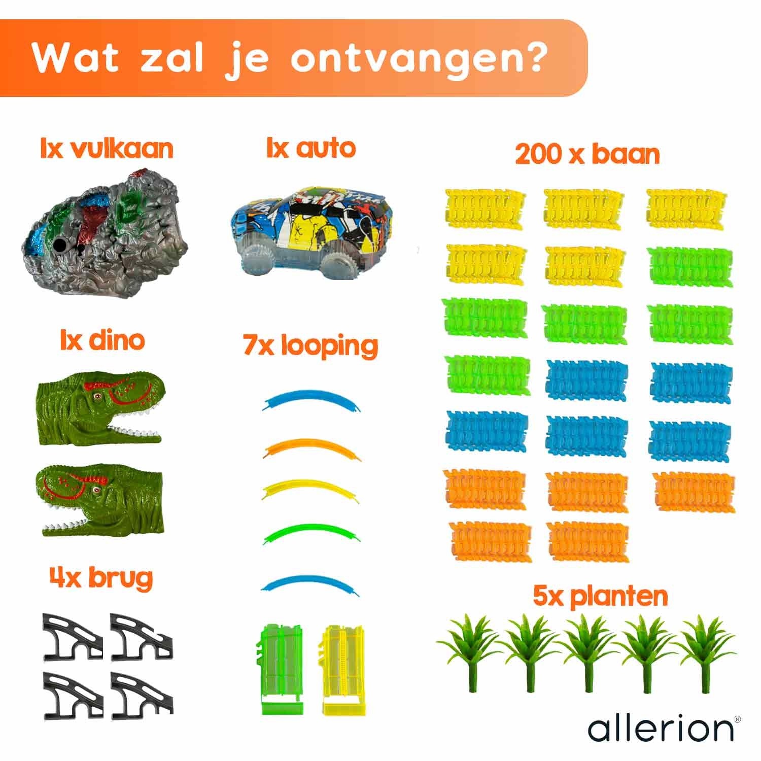 Dino Racebaan Glow in the Dark - Tweedekansje