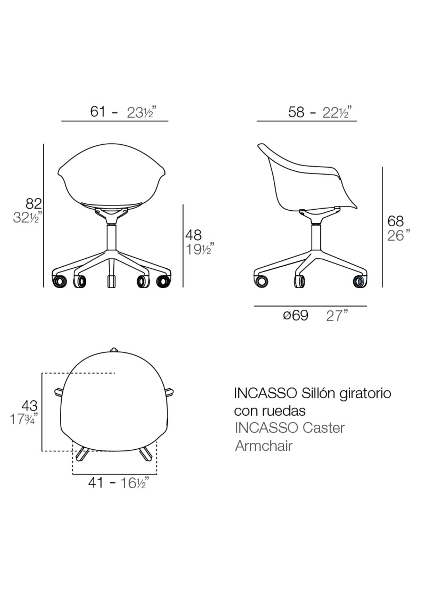 Vondom Incasso Swivel Armchair with Caster