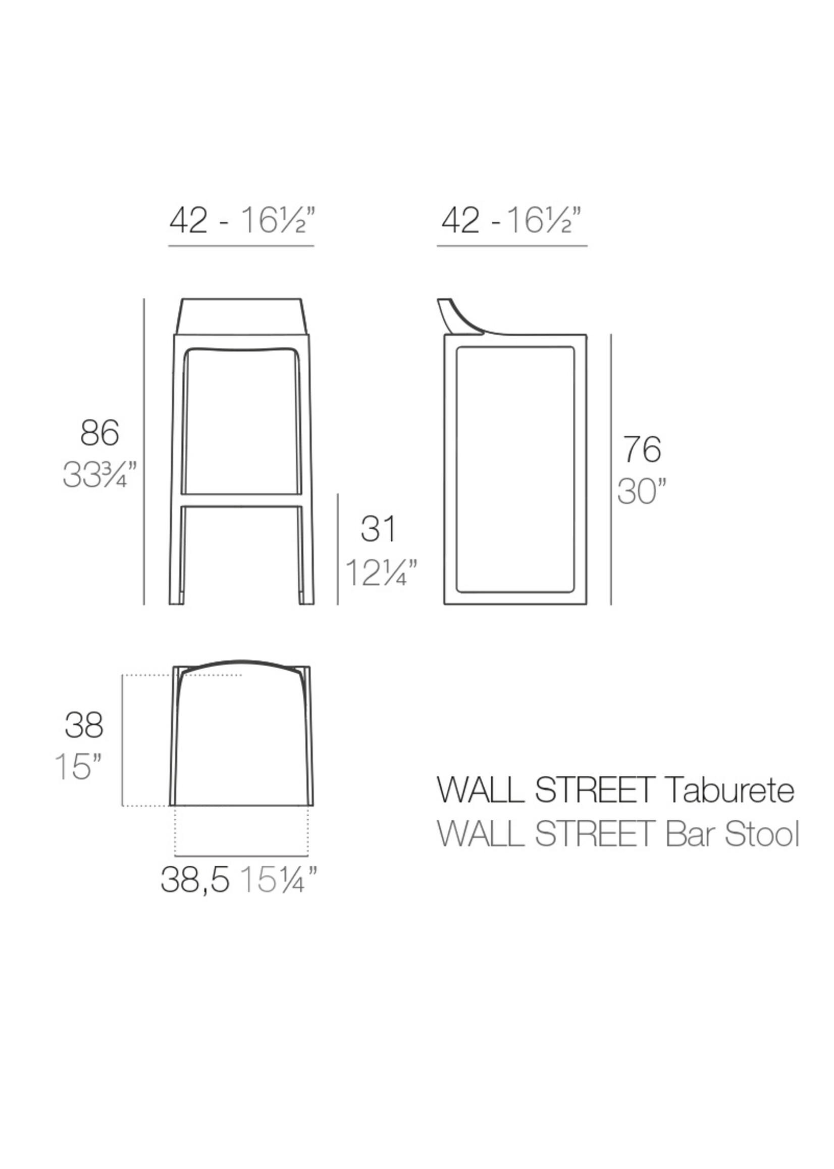 Vondom Wall Street Bar Stool 42x42x86