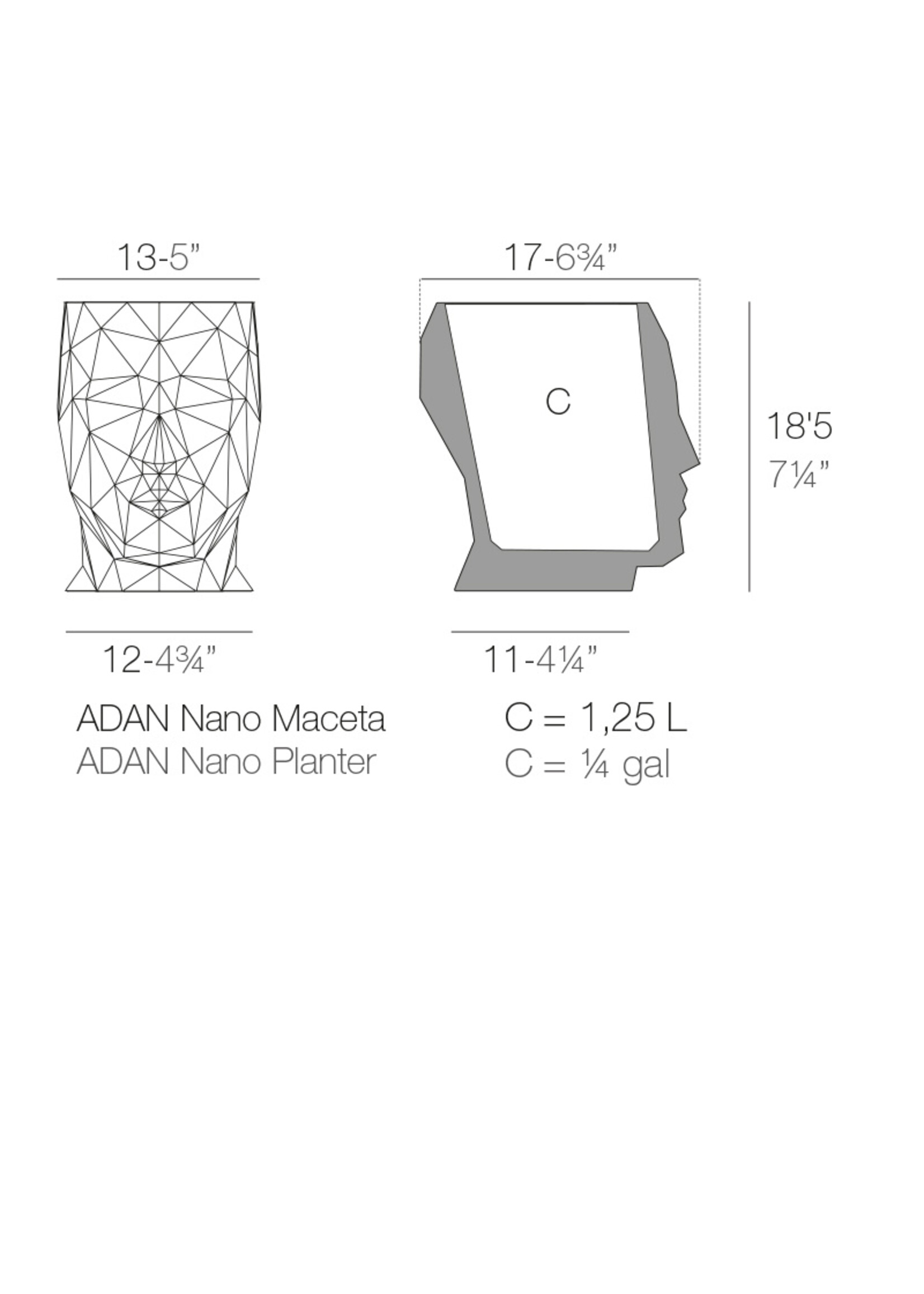 Vondom Adan Nano Planter 13x17x18