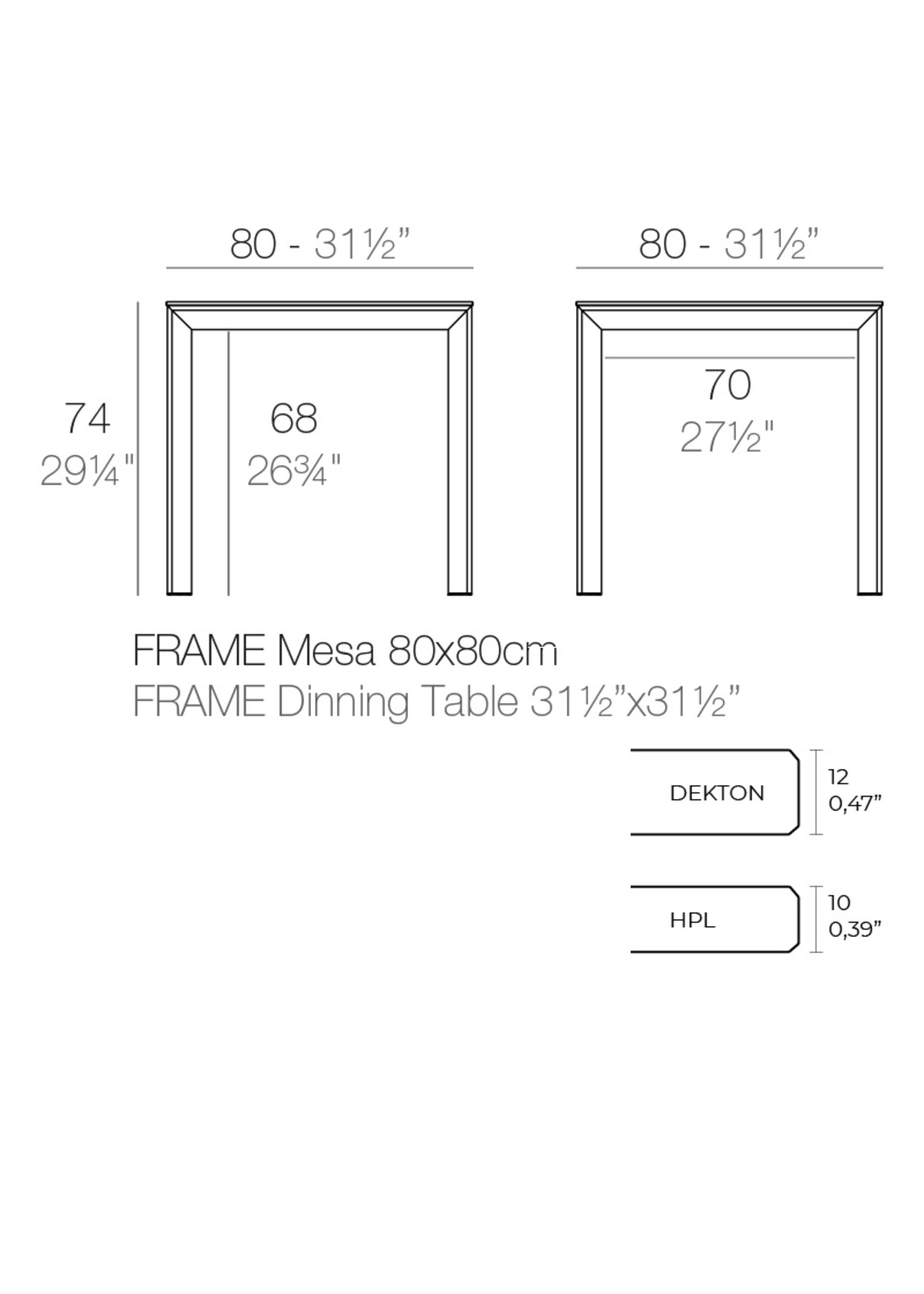 Vondom Frame Aluminium Table 80x80x74