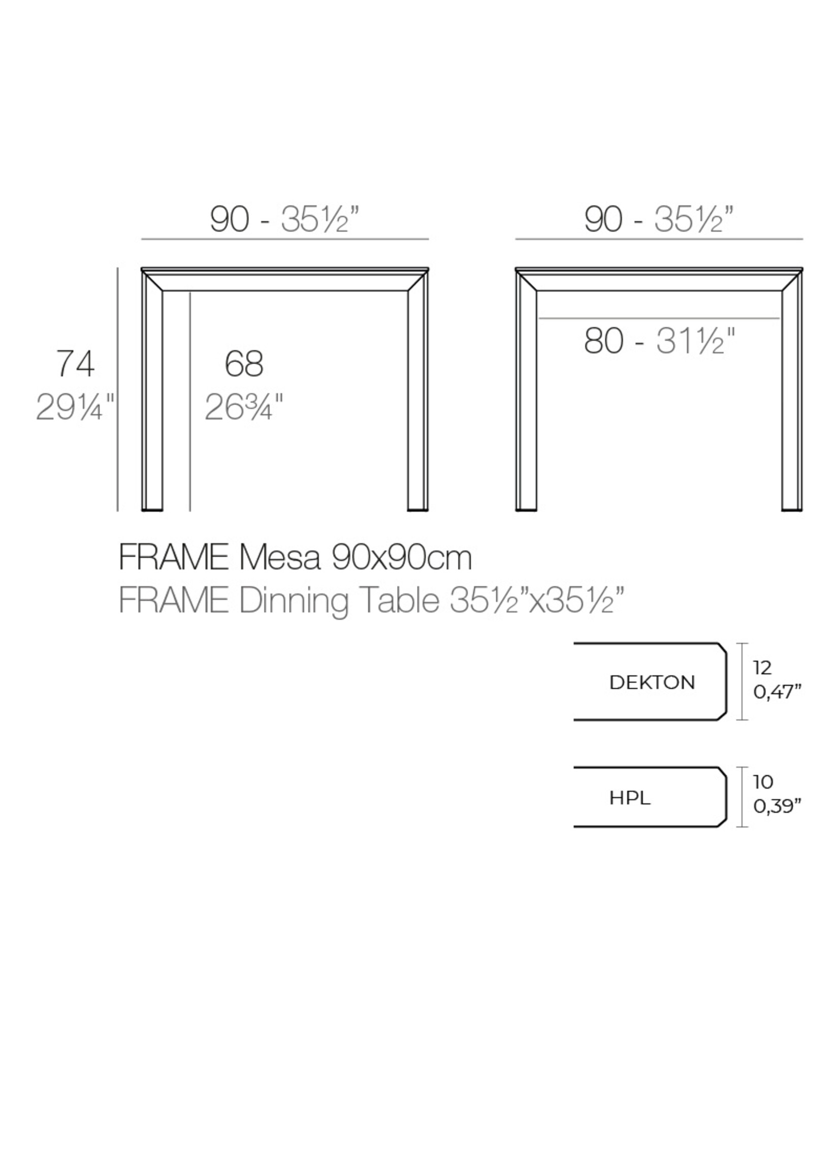 Vondom Frame Aluminium Table 90x90x74