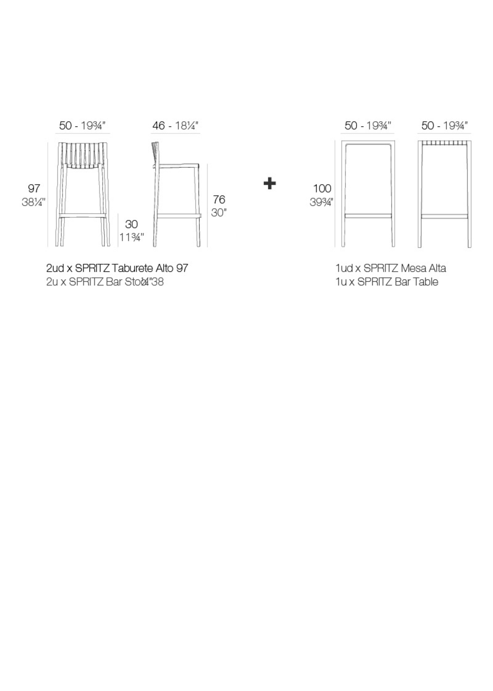 Vondom Vondom Spritz Bar Table + bar stools