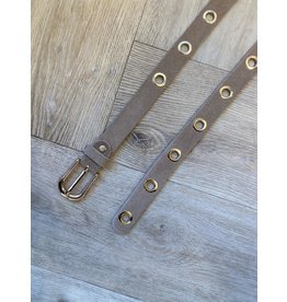 Musthave Gold Ring Belt | Suede Beige