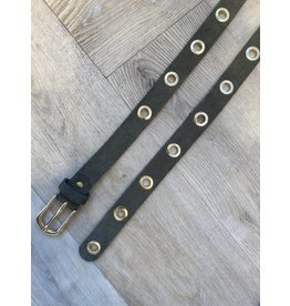 Musthave gold ring belt suede green