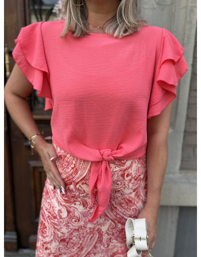Lovely coral ruche summer top