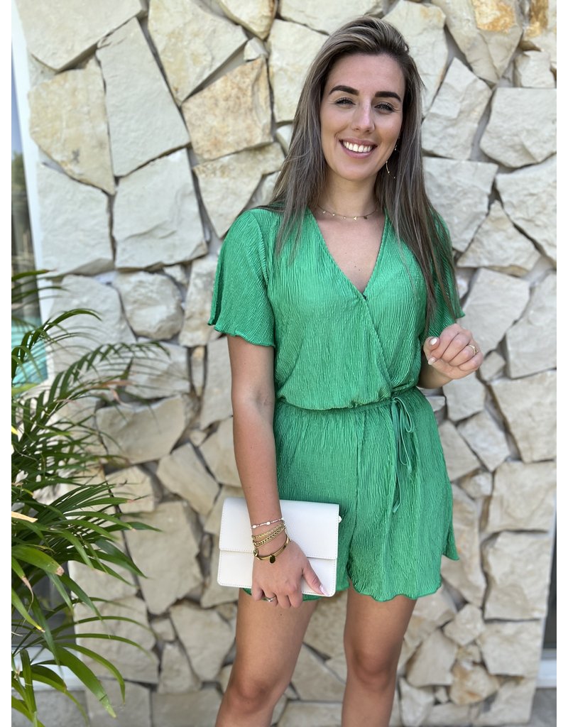 Cute green ribbed playsuit