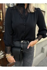 Black lace ruffle blouse