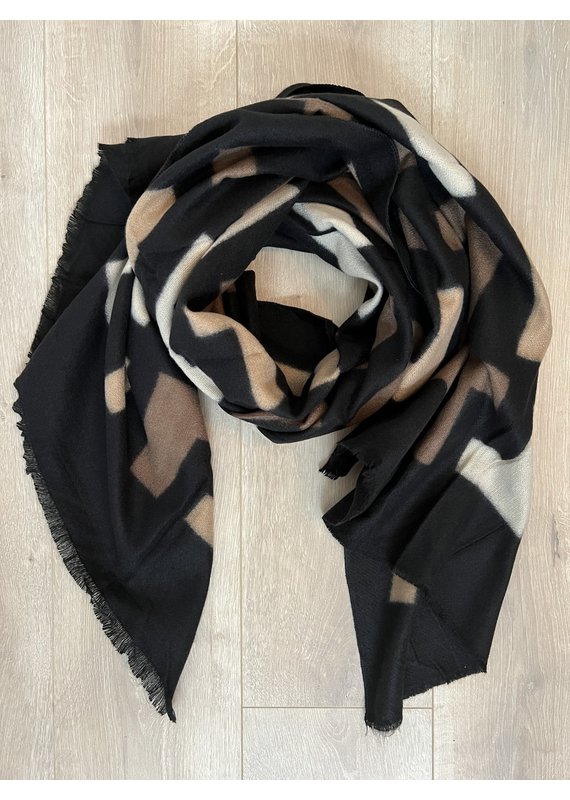Black camel print scarf