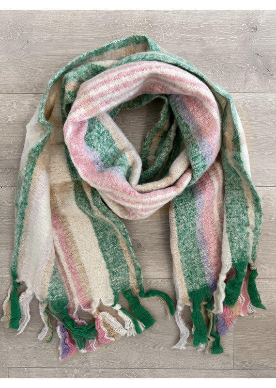 Multicoloured stripe print scarf