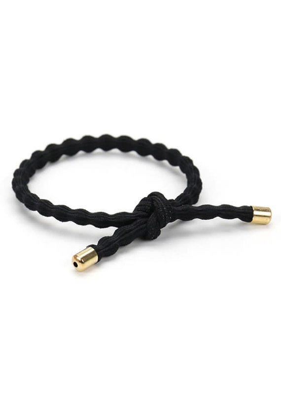Ribbed gold detailed knot hair tie black