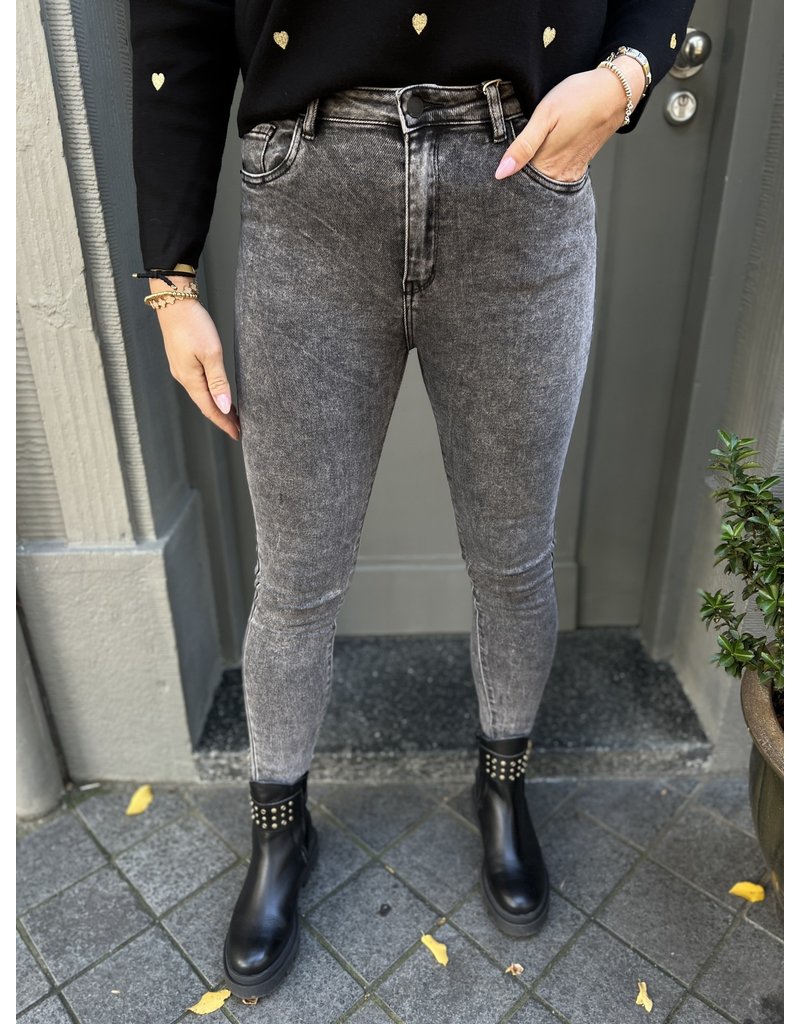 High waist skinny jeans washed dark grey