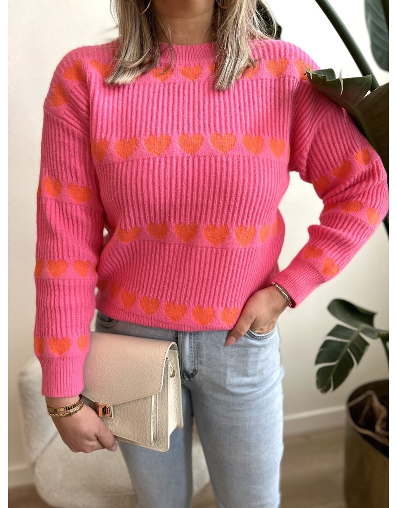 Winter heart sweater pink