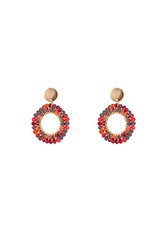 Go Dutch Label Coral grey purple beads earrings round