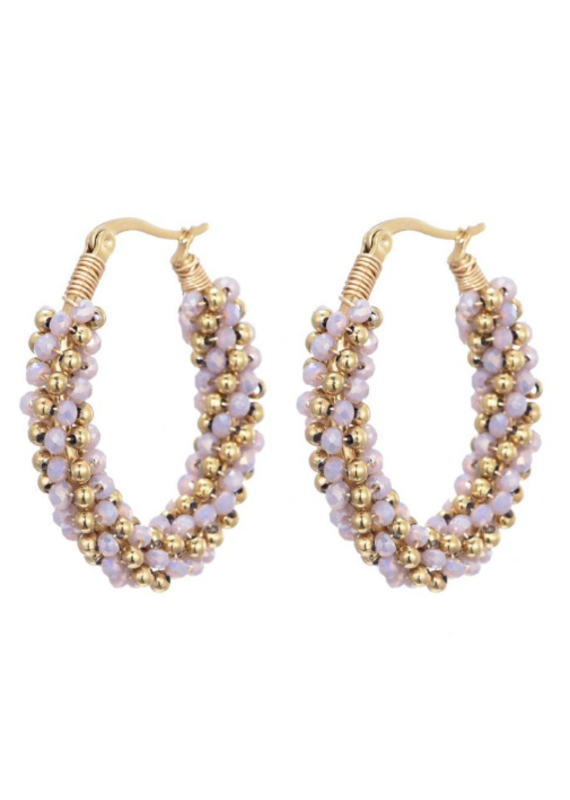 21Jewelz Lovely lila gold beads statement earings