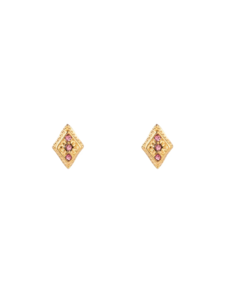 Go Dutch Label Diamond shaped studs pink