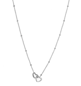 Go Dutch Label D&E - Cute double heart necklace silver