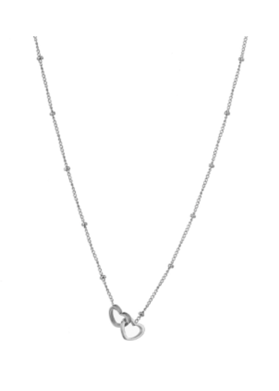 Go Dutch Label D&E - Cute double heart necklace silver