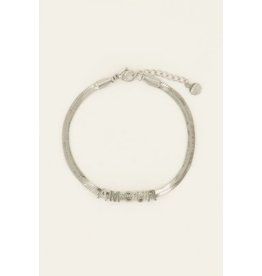 My Jewellery Platte schakelarmband met amour tekst zilver