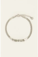 My Jewellery Platte schakelarmband met amour tekst zilver