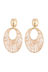21Jewelz Ecru gold beads oval statement earrings