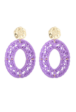 21Jewelz Purple braided raffia statement earrings