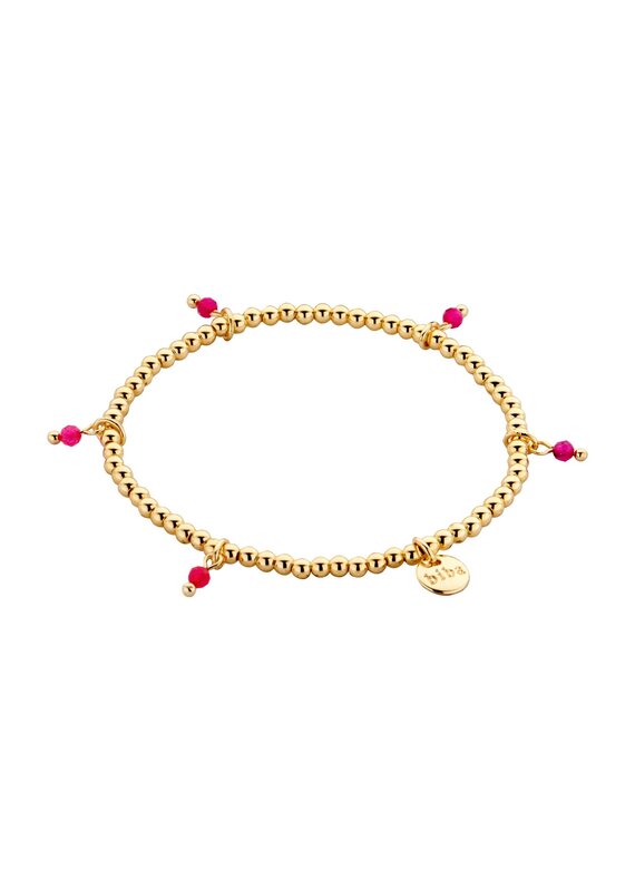 Biba Gold beads bracelet fuchsia detail