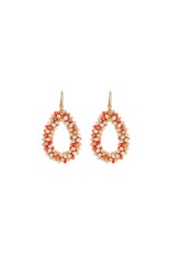 Bold beads coral ecru earrings