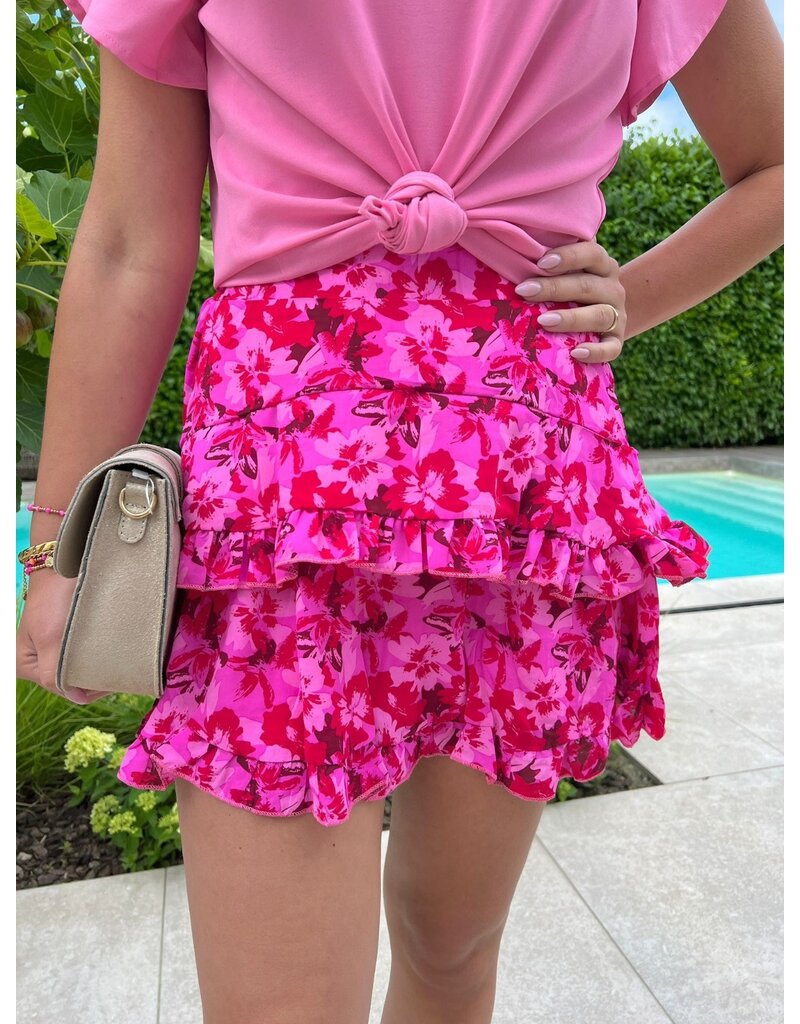 21Jewelz Romantic flower print skirt pink