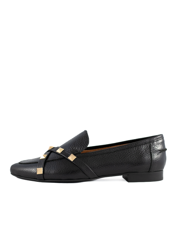 Babouche Babouche - Criss cross studded loafer black