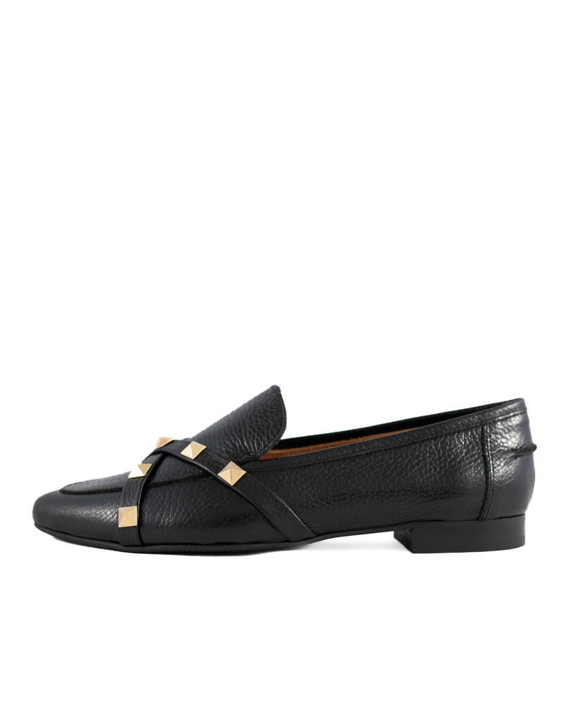 Babouche Babouche - Criss cross studded loafer black