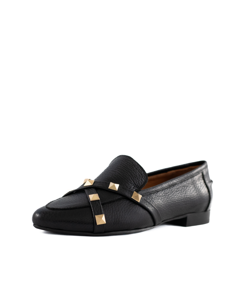 Babouche Babouche - Criss cross studded loafer black