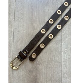 21Jewelz Musthave Gold Ring Belt | Dark Brown