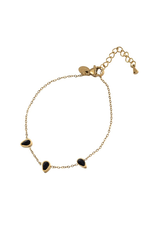 Go Dutch Label D&E - 3 Crystal Drops Bracelet black gold