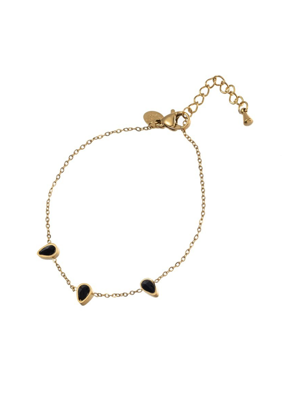 Go Dutch Label D&E - 3 Crystal Drops Bracelet black gold