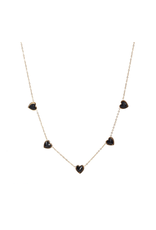 Go Dutch Label D&E - 3 Crystal Hearts Necklace black gold