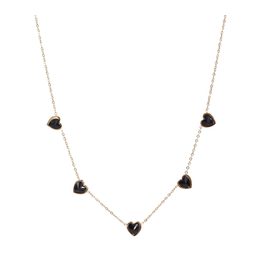 Go Dutch Label D&E - 3 Crystal Hearts Necklace black gold