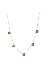 Go Dutch Label D&E - 3 Crystal Hearts Necklace brown