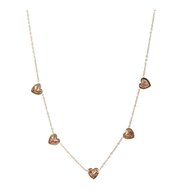 Go Dutch Label D&E - 3 Crystal Hearts Necklace brown