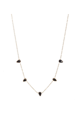 Go Dutch Label D&E - 3 Crystal Drops Necklace  black gold