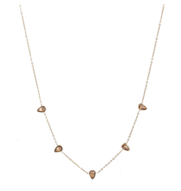 Go Dutch Label D&E - 3 Crystal Drops Necklace brown