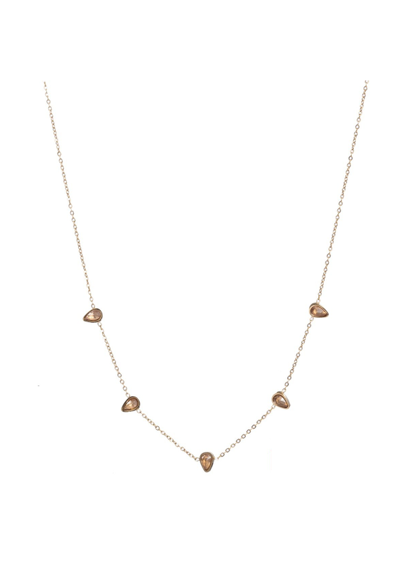Go Dutch Label D&E - 3 Crystal Drops Necklace brown
